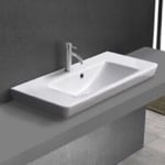 CeraStyle 068100-U/D Drop In Sink in Ceramic, Modern, Rectangular